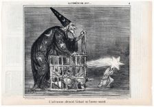 La Comète de 1857, L'astronome allemand lâchant un fameux canard, from Le Charivari, pub. 1858. Creator: Honoré Daumier (1808–1879 )