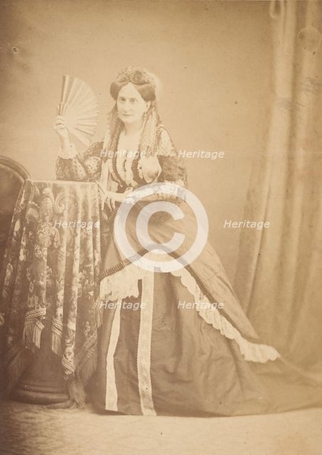 [La Comtesse at Table Holding Fan], 1860s. Creator: Giovanni Morotti.