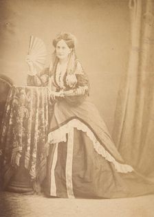 [La Comtesse at Table Holding Fan], 1860s. Creator: Giovanni Morotti