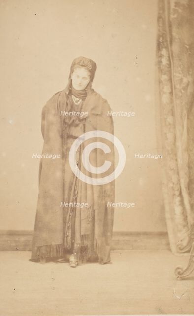 [La Comtesse in Cape with Fringe; Serie à la Ristori], 1860s. Creator: Pierre-Louis Pierson.