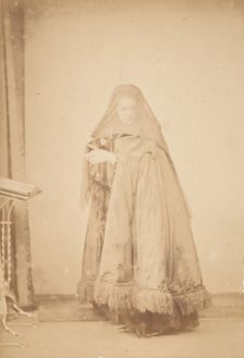 [La Comtesse in Hat with Veil and Cape with Fringe, Serie à la Ristori], 1860s. Creator: Pierre-Louis Pierson