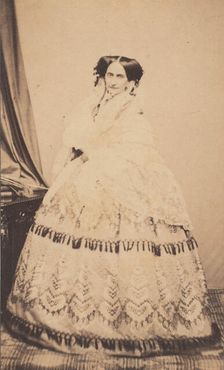 [La Comtesse in Lace Shawl], 1860s. Creator: Alphonse Bernoud