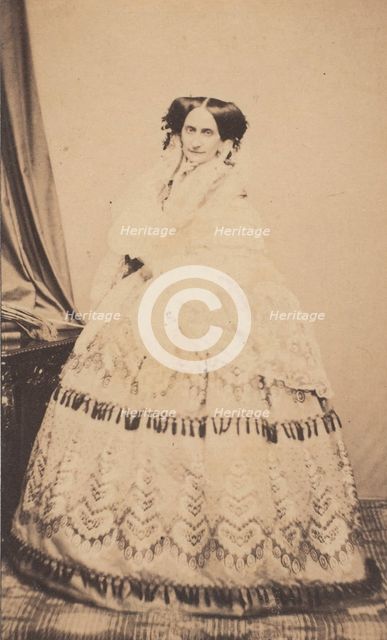 [La Comtesse in Lace Shawl], 1860s. Creator: Alphonse Bernoud.
