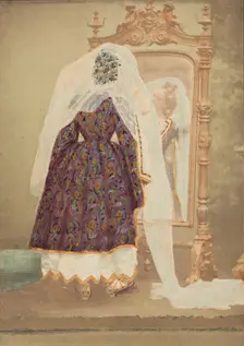 [La Comtesse in robe de piqué or as Judith (?)], 1860s. Creator: Pierre-Louis Pierson