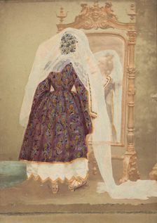 [La Comtesse in robe de piqué or as Judith (?)], 1860s. Creator: Pierre-Louis Pierson