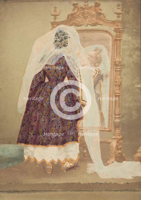 [La Comtesse in robe de piqué or as Judith (?)], 1860s. Creator: Pierre-Louis Pierson.