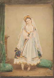 [La Comtesse in robe de piqué or as Judith (?)], 1860s. Creator: Pierre-Louis Pierson