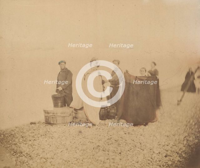 [La Comtesse with Group on a Rocky Beach], 1860s. Creator: Pierre-Louis Pierson.