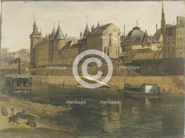 La Conciergerie pendant les travaux de reconstruction du Palais de Justice, between 1857 and 1868. Creator: Adrien Dauzats.