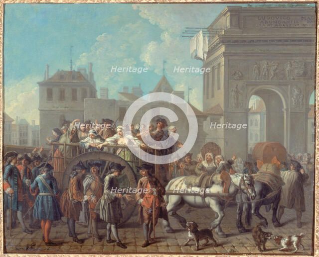 La Conduite des filles de joie à la Salpêtrière : le passage près de la porte Saint-Bernard, 1757. Creator: Etienne Jeaurat.