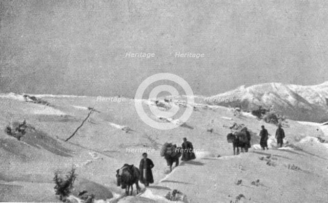 'La campagne d'hiver en Orient; Dans les neiges du Paljokrimero, entre Santi-Quaranta..., 1917. Creator: Unknown.