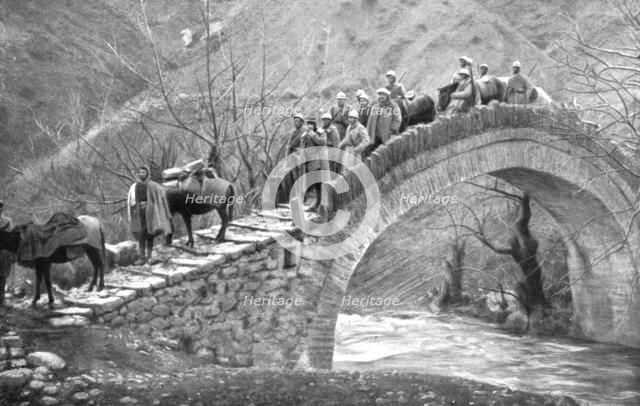 'La campagne d'hiver en Orient; Sur la route de Santi-Quaranta a Monastir: la traversee..., 1917. Creator: Unknown.