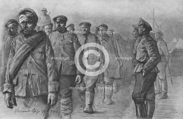 'La Campagne Macedonienne; Une recontre pres de Salonique; des prisonniers bulgares..., 1916. Creator: Vladimir Betzitch.