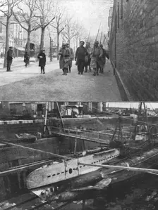 La capture d'un sous-marin allemand; en haut, le commandant en second bonne garde..., 1916. Creator: Unknown