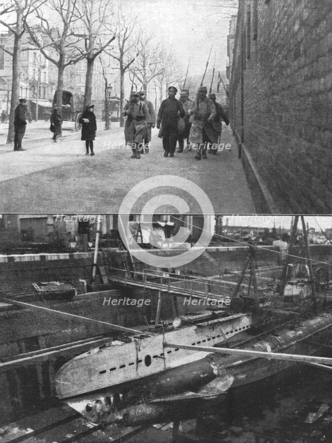 'La capture d'un sous-marin allemand; en haut, le commandant en second bonne garde..., 1916. Creator: Unknown.