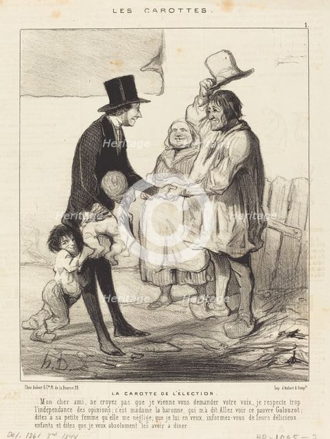 La carotte de l'élection, 1844. Creator: Honore Daumier.