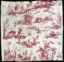 La Chasse au cerf et au sanglier (Furnishing Fabric), France, c. 1780. Creator: Christophe-Philippe Oberkampf