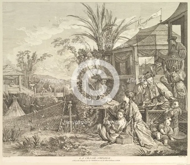 La Chasse Chinoise (The Chinese Hunt), from Chinoiseries, after 1743. Creator: Jacques Gabriel Huquier.