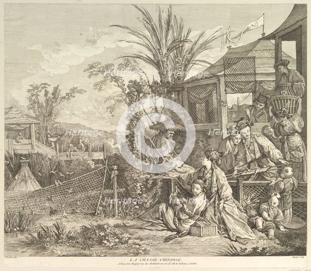 La Chasse Chinoise (The Chinese Hunt), from Chinoiseries, after 1743. Creator: Jacques Gabriel Huquier.