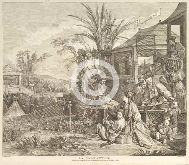 La Chasse Chinoise (The Chinese Hunt), from Chinoiseries, after 1743. Creator: Jacques Gabriel Huquier.