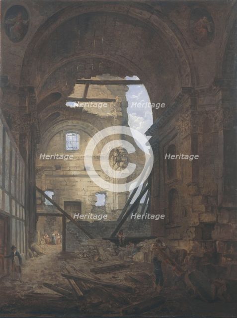 La chapelle de la Sorbonne avecla voûte de la nef effondrée, c1800. Creator: Hubert Robert.