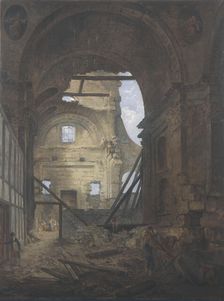 La chapelle de la Sorbonne avecla voûte de la nef effondrée, c1800. Creator: Hubert Robert