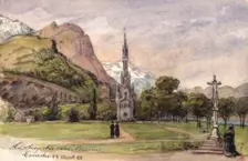 "La chapelle des Rosaires. Lourdes April 13, 86", 1886. Creator: Fritz von Dardel