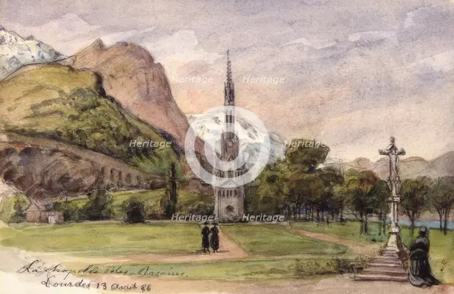 "La chapelle des Rosaires. Lourdes April 13, 86", 1886.  Creator: Fritz von Dardel.
