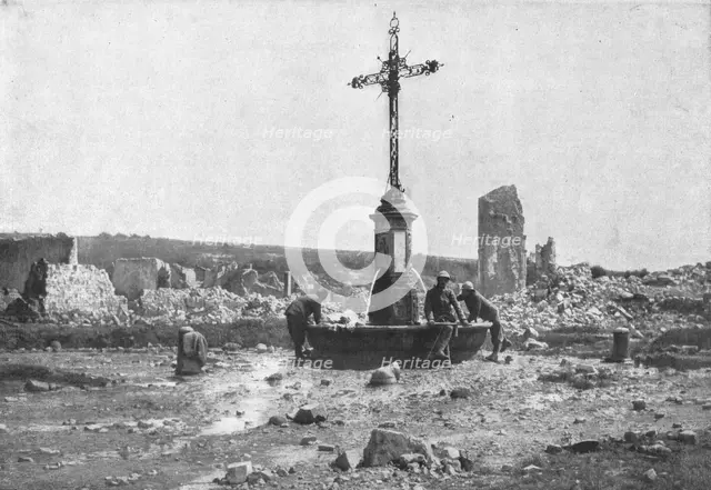 'La croix d'Avocourt: restee debout au milieu du village aneanti', 1916. Creator: Unknown.