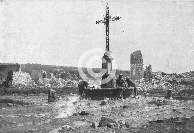 'La croix d'Avocourt: restee debout au milieu du village aneanti', 1916. Creator: Unknown.