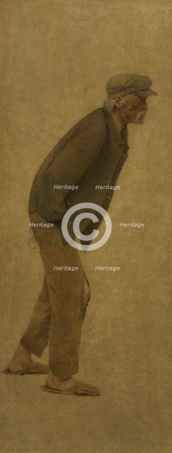 La Bouchée de pain : homme courbé en avant, mains dans les poches, c.1904. Creator: Fernand Pelez.