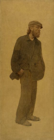 La Bouchée de pain : homme de trois-quarts coiffé d'une casquette, mains dans les poches, c.1904. Creator: Fernand Pelez