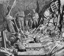 La bataille de la Somme; vetements, armes, casques et outils abandonnes par les Allemands..., 1916. Creator: Unknown