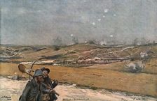 La Bataille de Verdun; La hauteur de Douamont vue du fort de la Chaume 1916. Creator: Francois Flameng