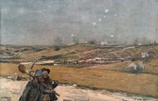 La Bataille de Verdun; La hauteur de Douamont vue du fort de la Chaume 1916. Creator: Francois Flameng