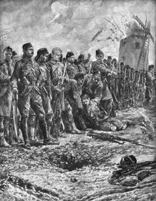 'La Bataille des Flandres; les "London Scottish" se reforment sous le feu 1914. Creator: Richard Caton Woodville II