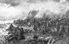 La Bataille des Flandres; Les masses Allemandes sous la fusillade et le feu des canons 1914. Creator: J Simont