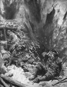 'La Bataille des Flandres; Un projectile a eclate dans la boue sans blesser personne 1914. Creator: Arthur C Michael