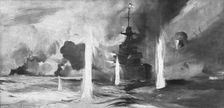 'La bataille navale du Jutland; Le croiseur anglais Warspite au milieu de l'action 1916 (1924) Creator: Montague Dawson