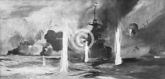 ''La bataille navale du Jutland; Le croiseur anglais Warspite au milieu de l'action', 1916 (1924) Creator: Montague Dawson.