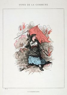 La Barricade Paris Commune, 1871. Artist: Anon