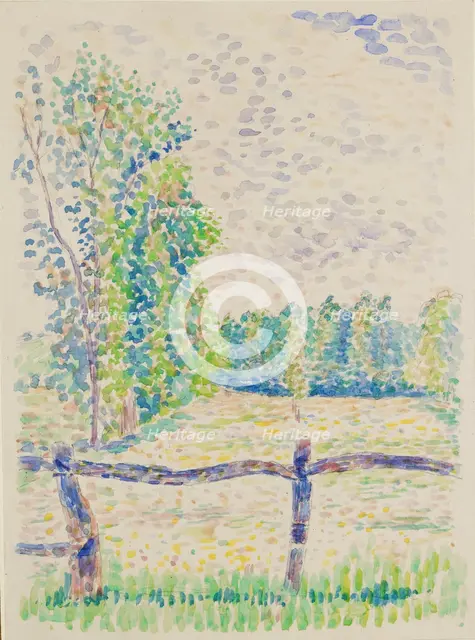 La Barriere, Eragny Meadows, c1886. Artist: Lucien Pissarro.