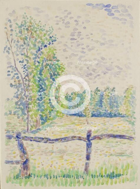 La Barriere, Eragny Meadows, c1886. Artist: Lucien Pissarro.