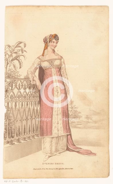 La Belle Assemblee, March 1 1813, No. 42 (New Series): Evening Dress, 1813. Creator: Anon.