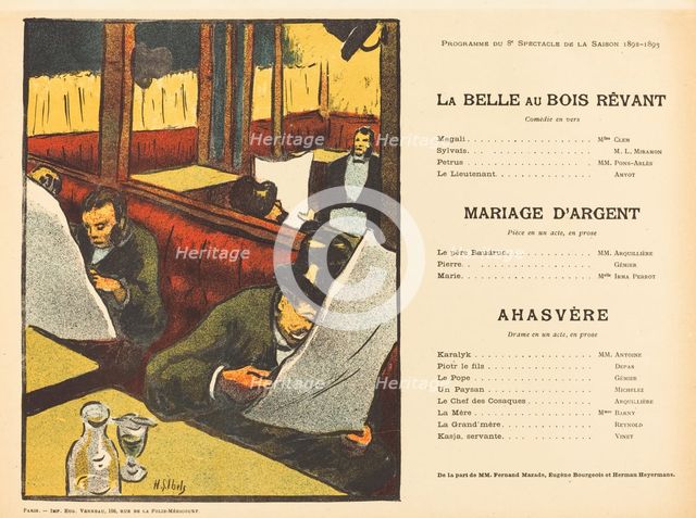 La Belle au bois rêvant; Mariage d'argent; Ahasvère, 1893. Creator: Henri-Gabriel Ibels.