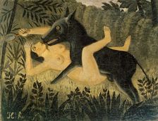La belle et la bête (Beauty and the Beast), c. 1908. Creator: Rousseau, Henri Julien Félix (1844-1910)