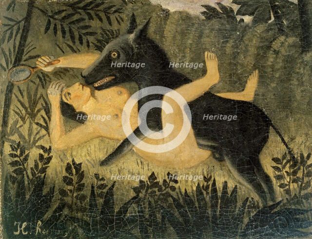 La belle et la bête (Beauty and the Beast), c. 1908. Creator: Rousseau, Henri Julien Félix (1844-1910).