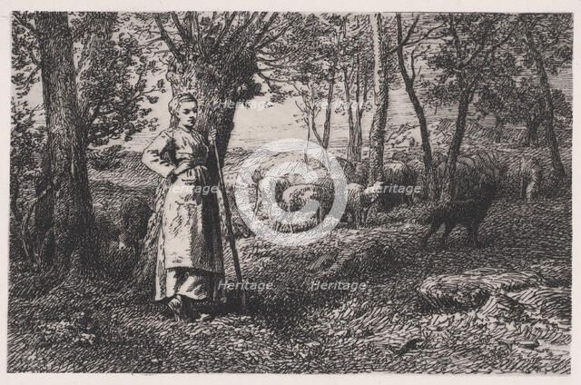 La Bergère, 1868. Creator: Charles Emile Jacque.