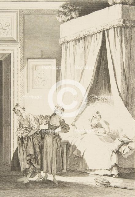 La Gageure des trois Commeres: La Servante, from Contes et nouvelles en vers ..., published in 1795. Creator: Philippe Triere.