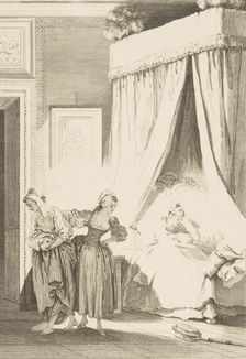 La Gageure des trois Commeres: La Servante, from Contes et nouvelles en vers ..., published in 1795. Creator: Philippe Triere